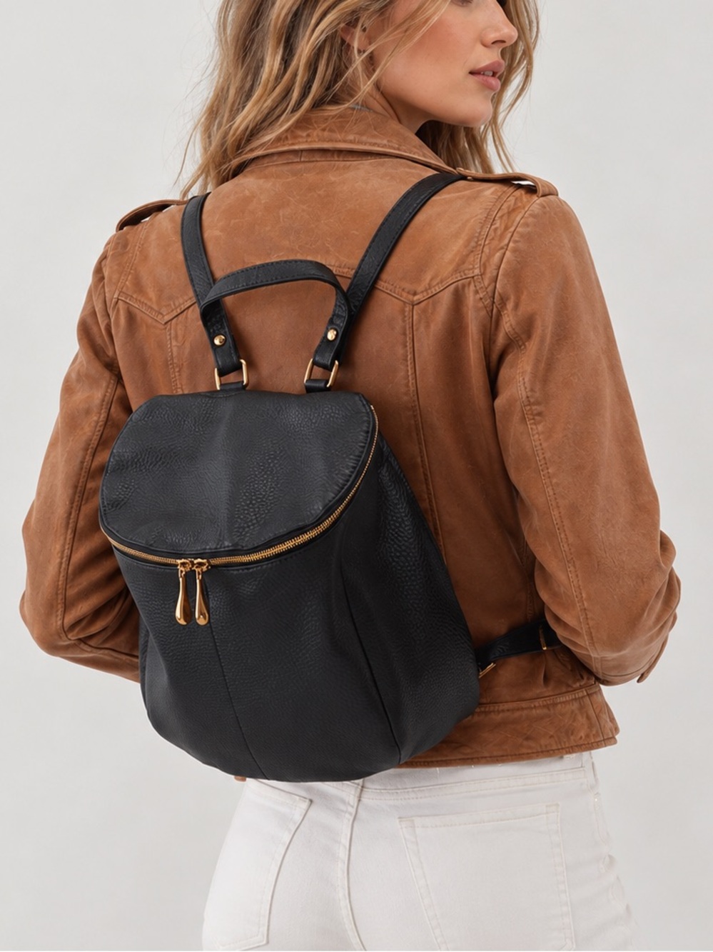 Hobo River Leather Backpack in Black